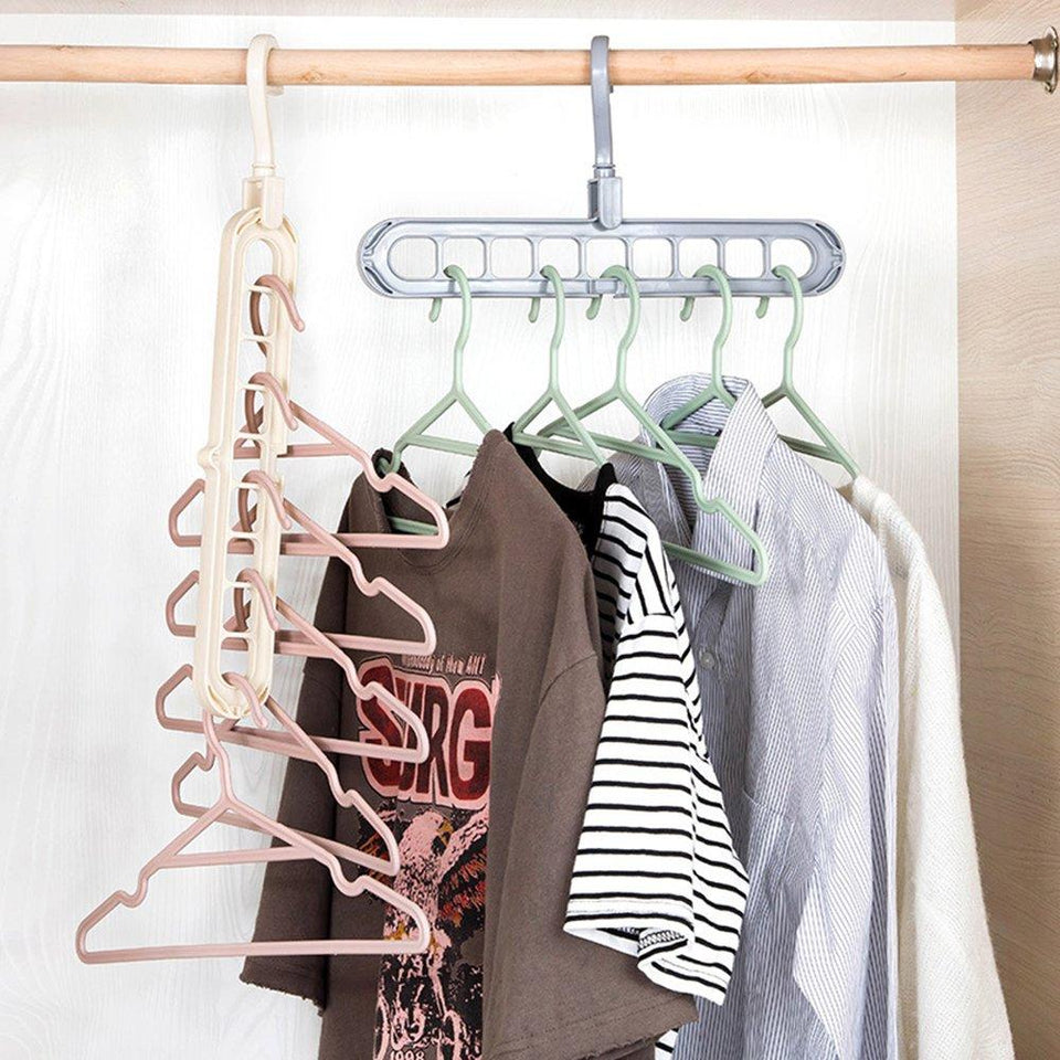 9-Hole Clothes Organizer Hook – Wardrobe & Balcony Hanger