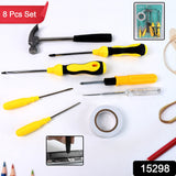 8 In 1 Hand Tool Kit Steel And Plastic Hammer Screwdriver  Tape