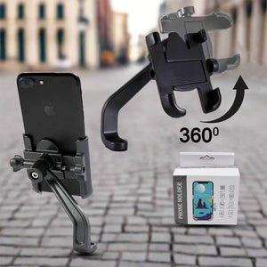 12674 Full Metal Body Bike  Scooty 360 Degree Rotating Mobile Holder Stand For Bicycle Motorcycle Scooty For Maps And Gps Navigation Fits All Smartphones (1 Pc)