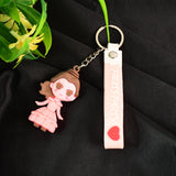 Cute Cartoon Silicone 3d Key Chain With Metal Hook  Strap (Pack Of 1)