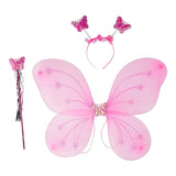 3293 Baby Girls Fairy Nylon Butterfly Wings Costume Butterfly Fairy Angel Wing Wand And Hairband Multi- Color For Party (1pc)