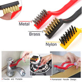 2166 3pc  Mini Wire Brush Set Brass Nylon Stainless Steel Bristles Household Cleaning Brush For Gas Stove Smoke Machine Tool Burner Tiles Tap Rust Removal Welding Slag Dirt  Paint Scrubbing.