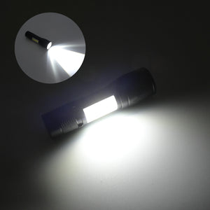 7526 Led Flashlight Rechargeable Usb Mini Torch Ultra Brightest Zoom Flash Light Handheld Pocket Compact Portable Tiny Lamp With Cob Side Lantern High Power Tactical Travel Emergency Flashlights