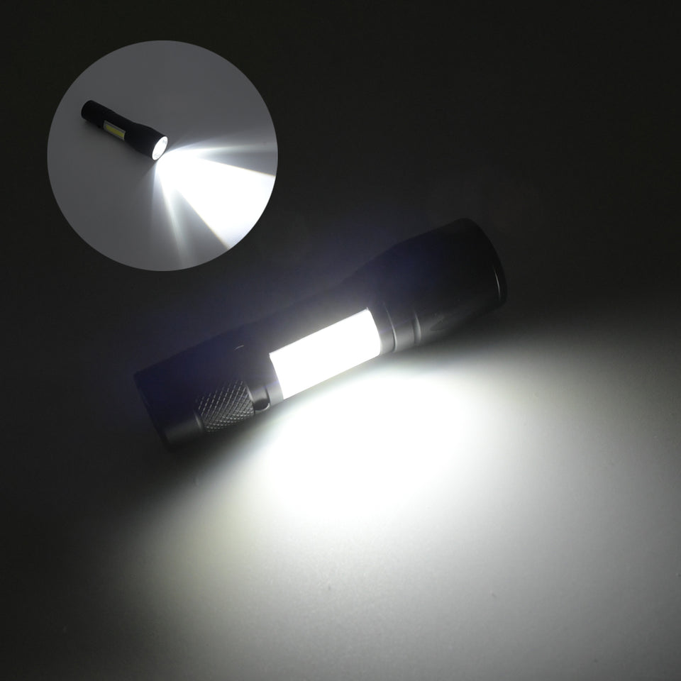 7526 Led Flashlight Rechargeable Usb Mini Torch Ultra Brightest Zoom Flash Light Handheld Pocket Compact Portable Tiny Lamp With Cob Side Lantern High Power Tactical Travel Emergency Flashlights
