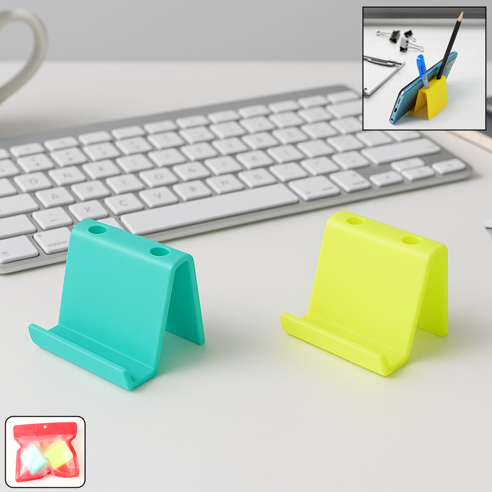 Multifunctional Plastic Mobile Phone Stand  Pen Holder (2 Pc  Mix Color)