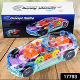 17793 Automatic 360 Degree Rotating Transparent Gear Concept Car With Musical And 3d Flashing Lights Toy For Kids Boys  Girls (Multicolor  Battery Not Included)