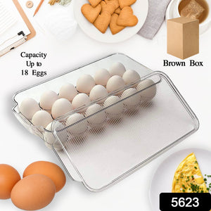 Plastic 18 Cavity Egg Storage Box Or Egg Trays For Refrigerator With Lid  Handles High Quality Rectangular Egg Tray Box For 18 Egg (1 Pc)