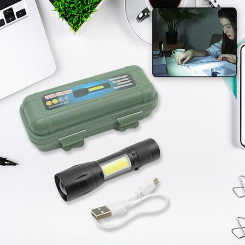 7526 Led Flashlight Rechargeable Usb Mini Torch Ultra Brightest Zoom Flash Light Handheld Pocket Compact Portable Tiny Lamp With Cob Side Lantern High Power Tactical Travel Emergency Flashlights