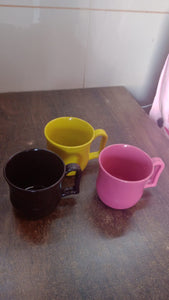 Premium Plastic Coffee  Tea Cups  Mug With Handle (1 Pc  Loose  Mix Color)